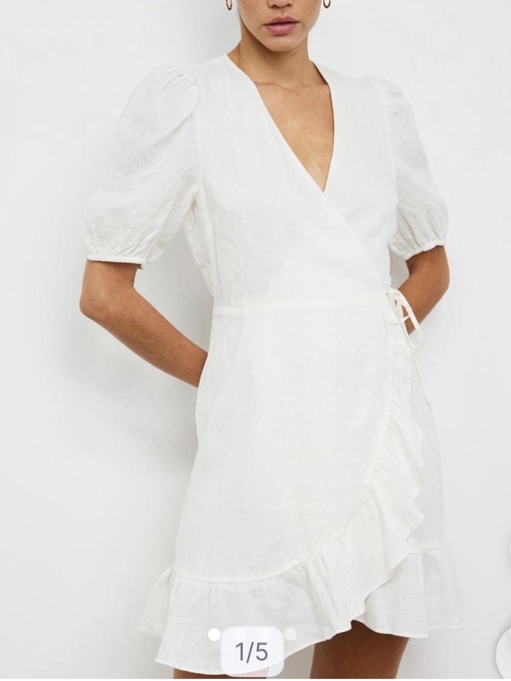 STORIA | Off White Puff Sleeve Ruffle Dress
